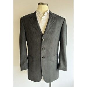 PAUL SMITH London Pinstriped 2 Button Wool Blazer SZ 40R Black/Blue Italy
